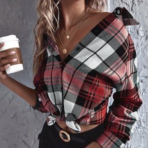 Plaid button up top